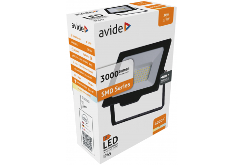 Avide LED Flood Light Slim SMD 30W NW 4000K with Quick Connector