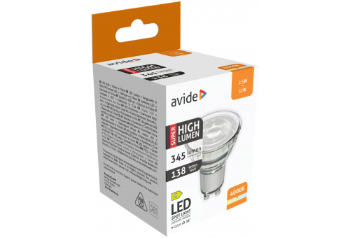 LED Spot Alu+Plastik 2.5W GU10 NW Super Hohe Lichtausbeute