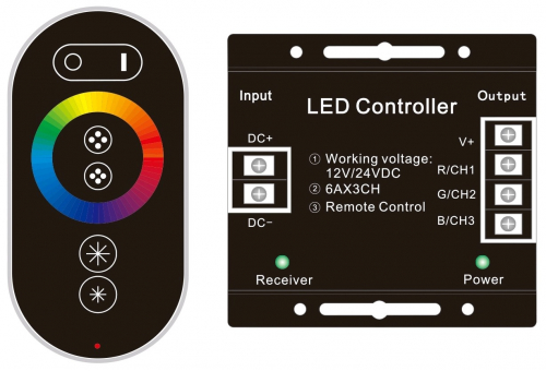LED Streifen 12V 216W RGB 6 Tasten RF Fernbedienung und Controller mit Berührungssensor