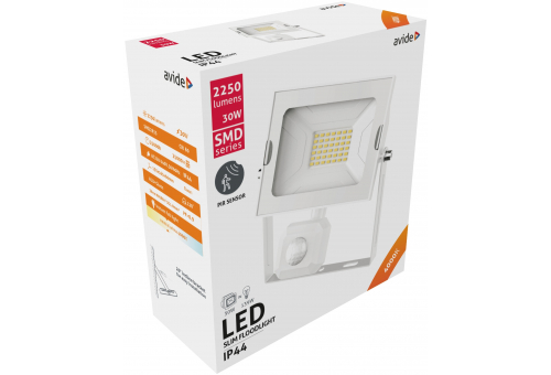 LED Flutlichter Slim SMD 30W NW mit Bewegungssensor PIR Bewegungssensor Weiß