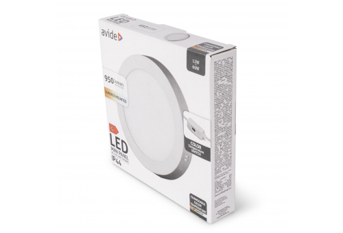 Avide LED Ceiling Lamp Surface Mounted Panel Round ALU 12W CCT IP44/IP20