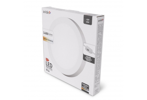 Avide LED Ceiling Lamp Surface Mounted Panel Round ALU 18W CCT IP44/IP20
