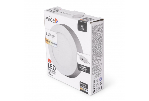 Avide LED Ceiling Lamp Surface Mounted Panel Round ALU 6W CCT IP44/IP20