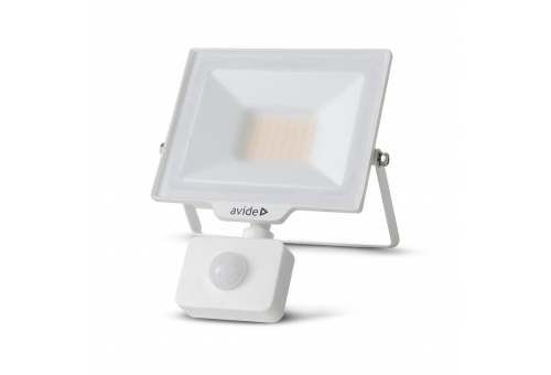 Avide LED Frosted Flood Light Slim SMD 20W NW 4000K PIR White